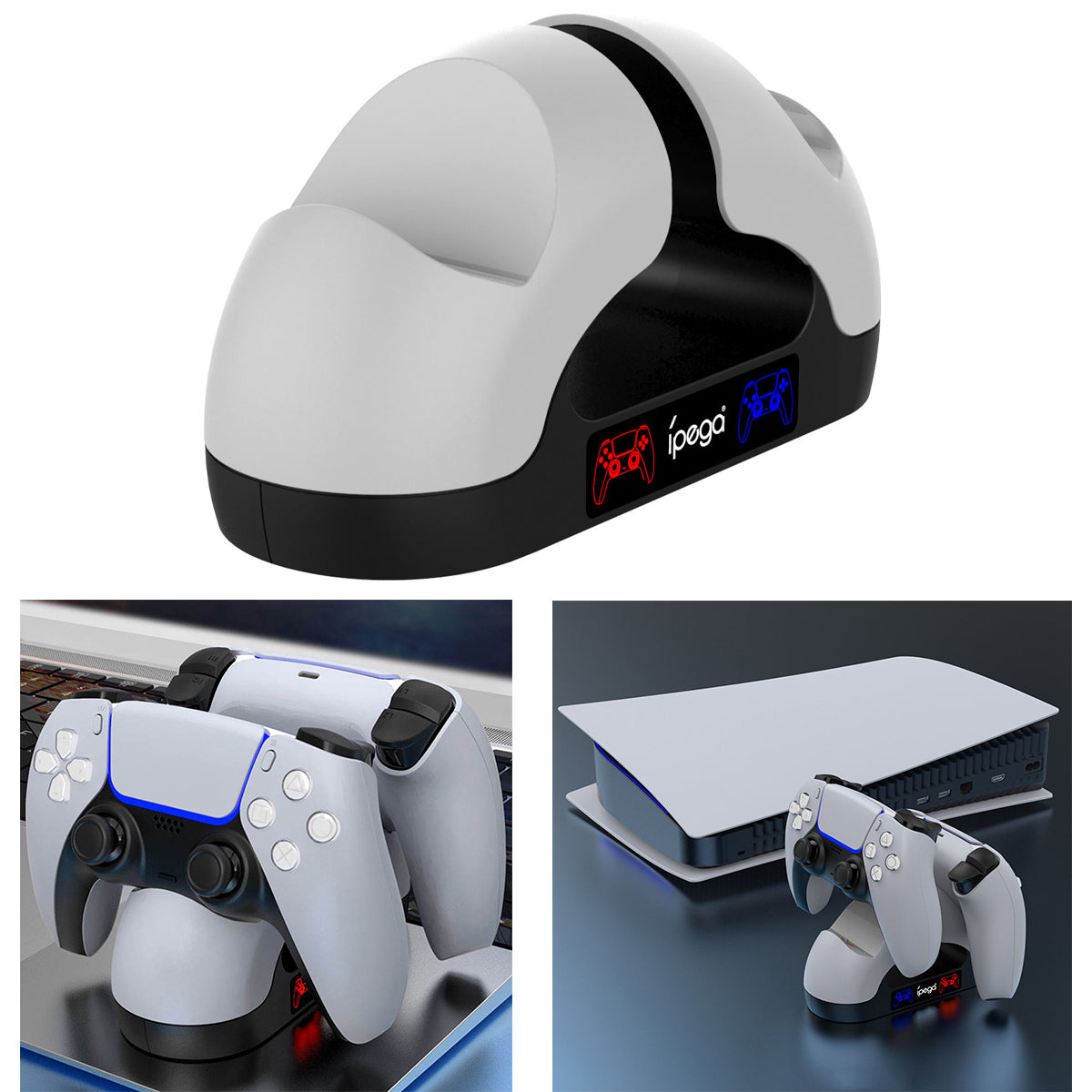 IPEGA PG-P5008 Portable Gamepad Charging Station Handheld Game Controller Dual Charging Dock for PS5 Controller IPEGA PG-P5008 Portable Gamepad Charging Station Handheld Game Controller Dual Charging Dock for PS5 Controller